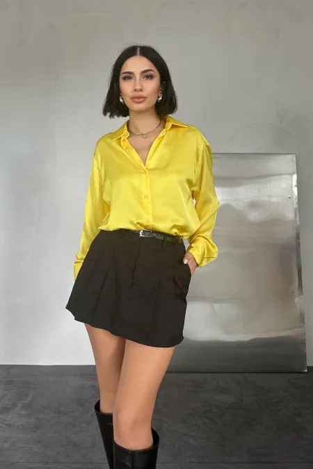 Chemise en satin jaune en gros