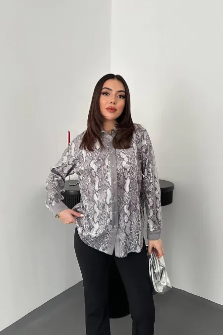 Chemise Garni grise pailletée en gros