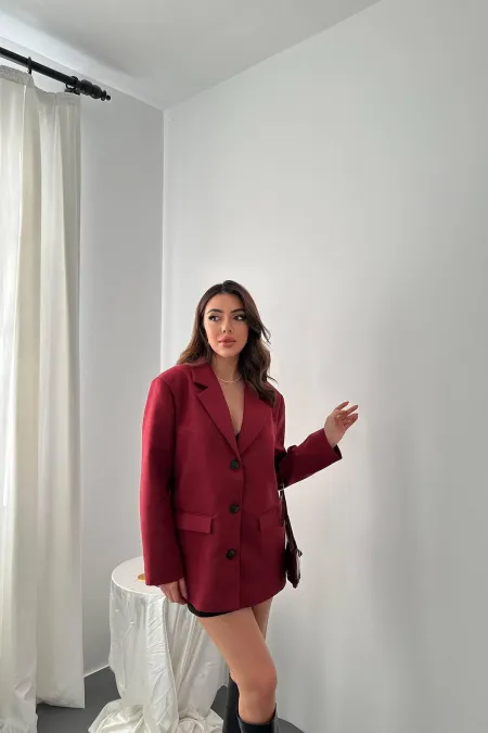 Toptan Bordo Blazer Süet Ceket