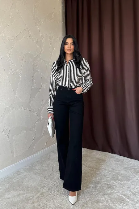 Chemise rayée noire en gros