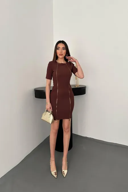 Robe ottomane marron zippée en gros