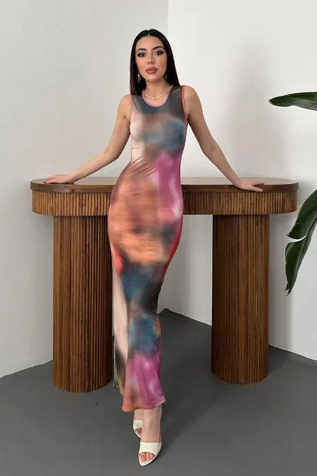 Robe beige à motifs batik en gros