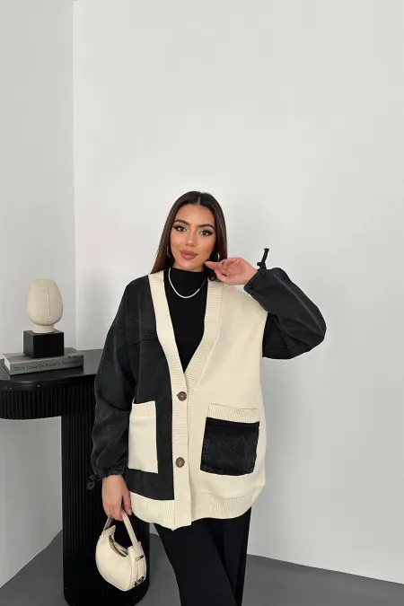 Toptan Siyah Garnili Kot Hırka