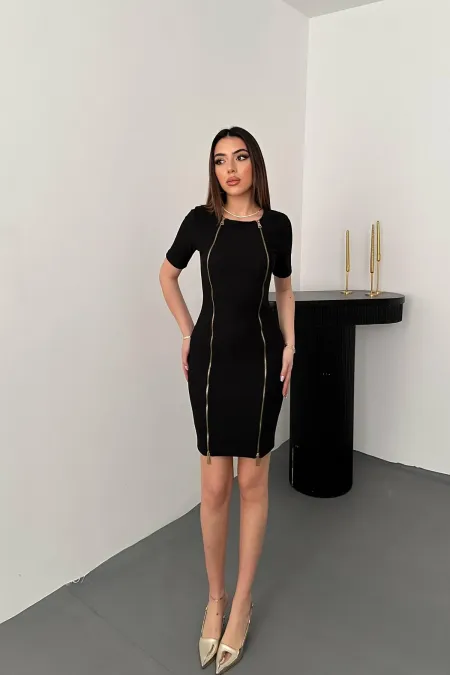 Robe ottomane noire zippée en gros