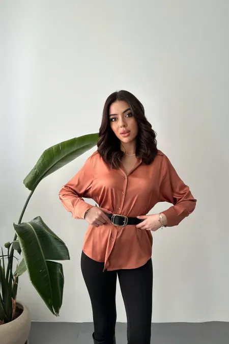 Chemise en satin à carreaux en gros