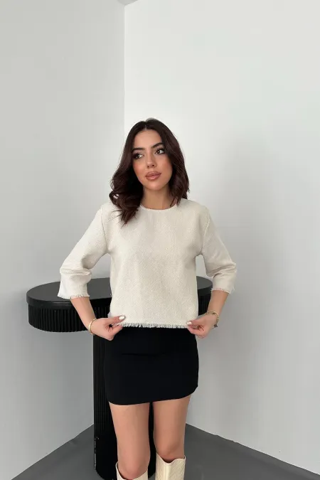 Chemisier blanc à pompons en gros