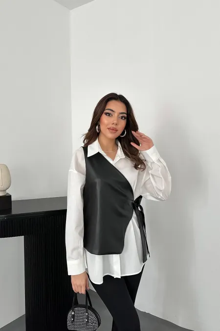 Chemise blanche à nouer sur le côté, vente en gros