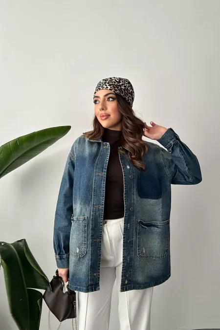 Veste en jean bleu vintage en gros
