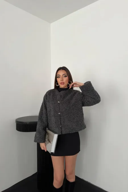 Toptan Füme Peluş Kısa Ceket