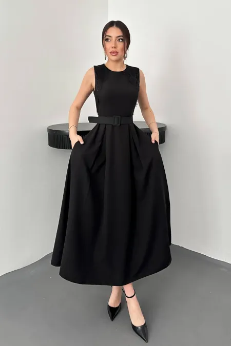 Robe en dentelle noire Kolevi en gros