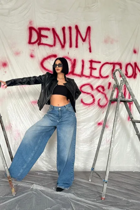 Wholesale Blue Wide Leg Jeans