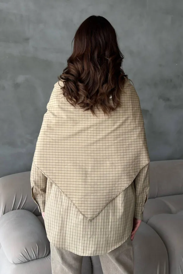 Chemise oversize à détail châle camel en gros