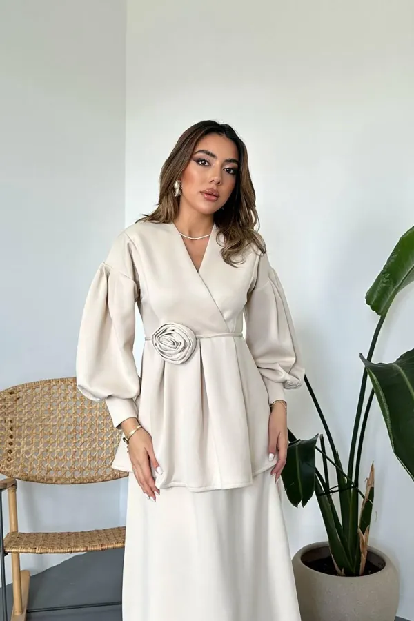 Toptan Bej Gül Detaylı Takım