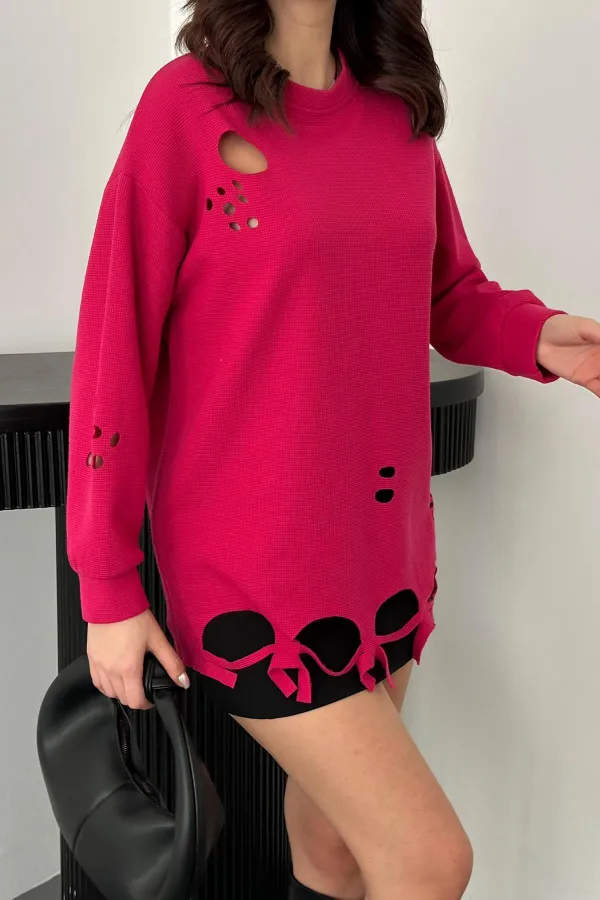 Chemisier fuchsia découpé au laser en gros