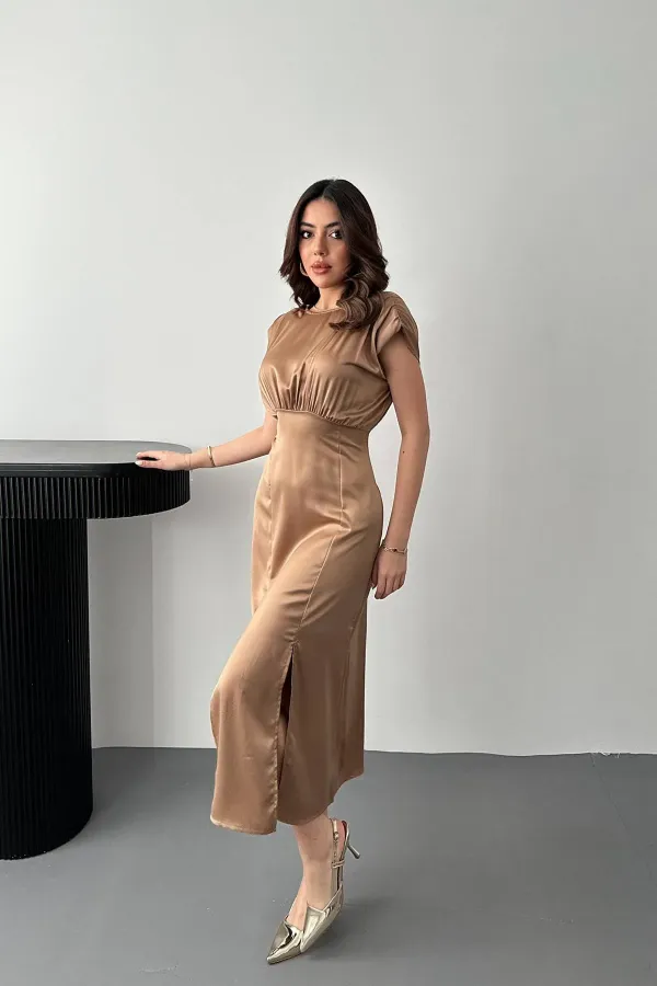 Wholesale Helen Dress with Mink Skirt and Slit