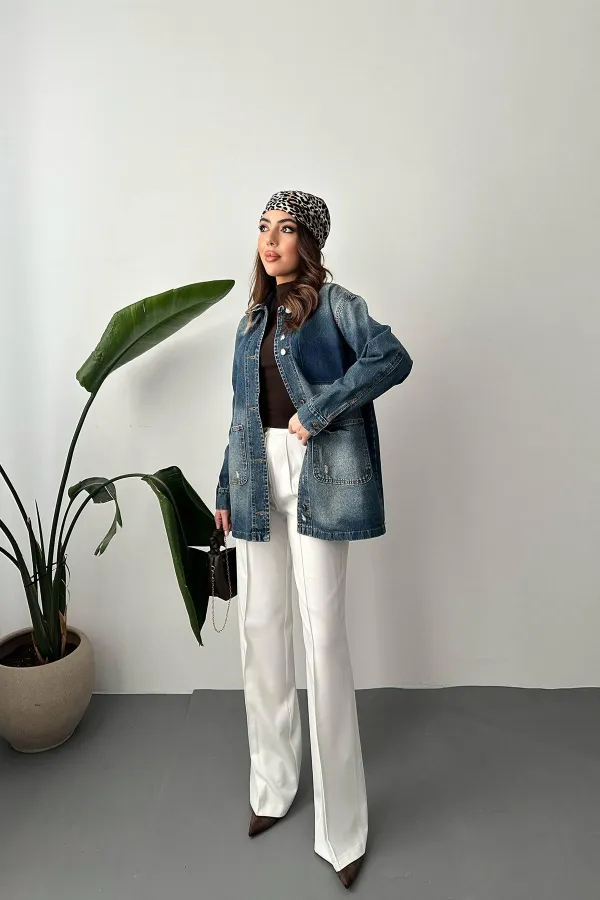 Veste en jean bleu vintage en gros