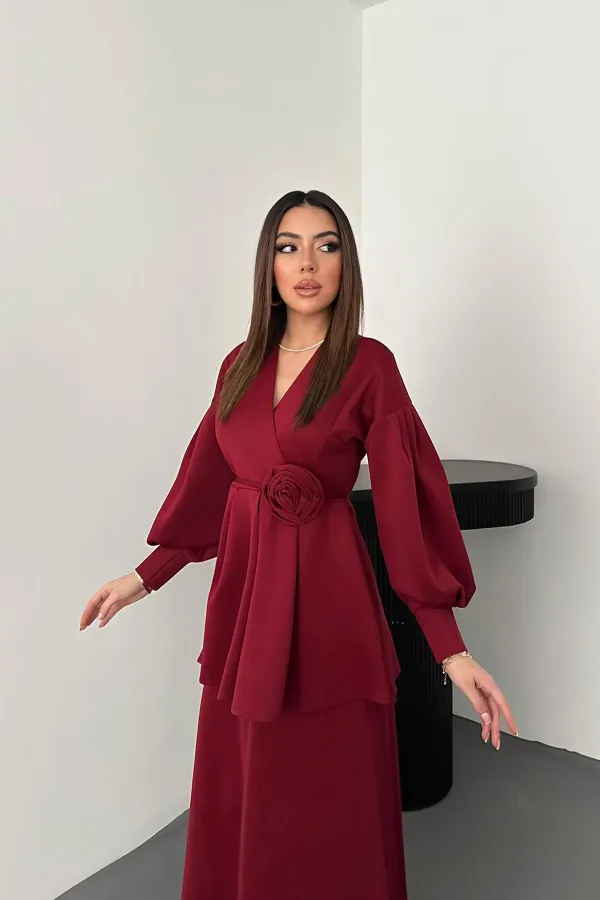 Costume détaillé bordeaux rose en gros