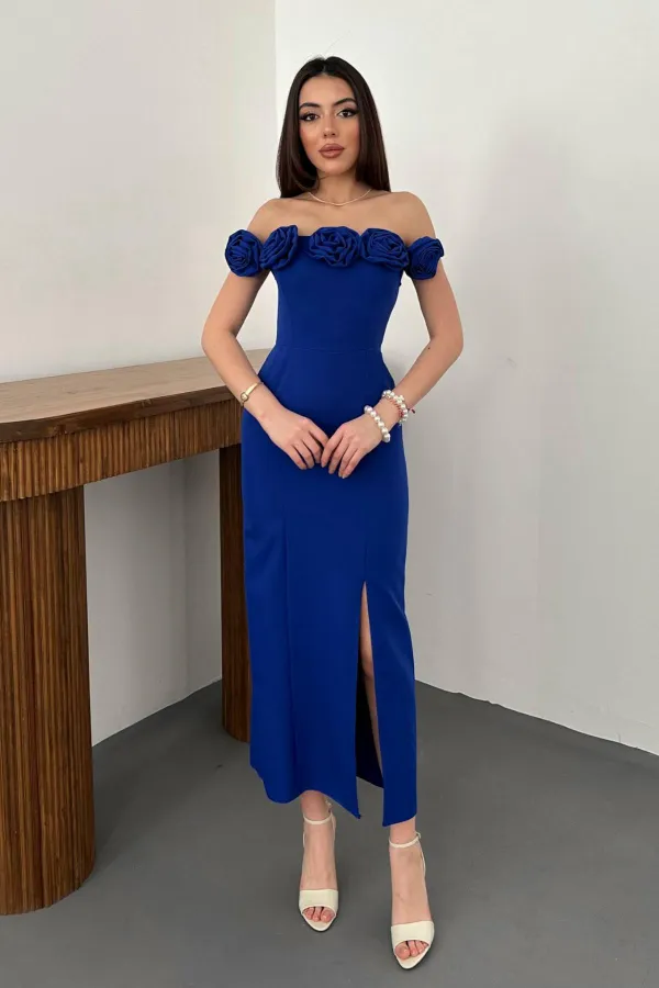 Robe Saxe Madonna à col rose en gros