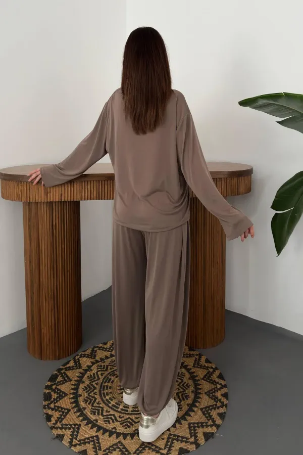 Toptan Camel Uzun Kollu Alt Üst Takım