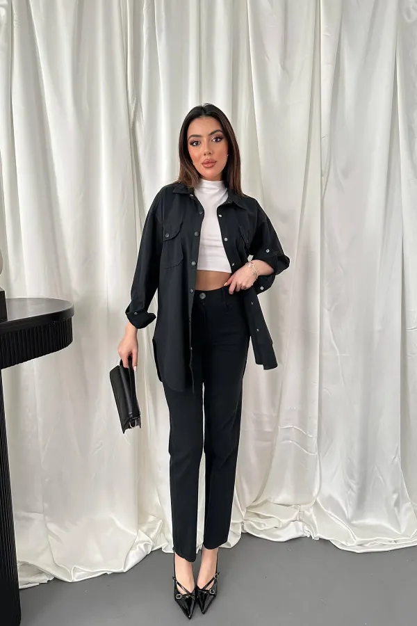 Ensemble chemise noire et pantalon à pression en gros