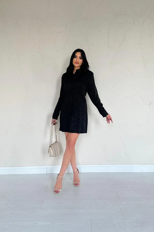 Robe jacquard noire à motifs en gros