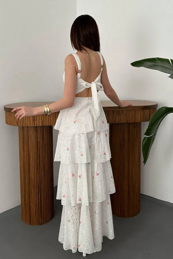 Wholesale Pink Layered Back Tie Dress