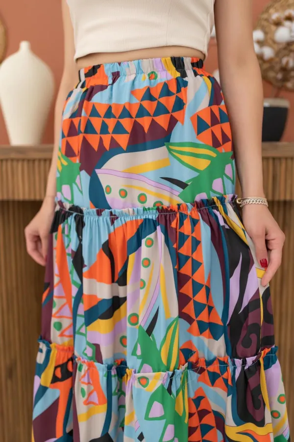 Toptan Oranj Renkli Etek