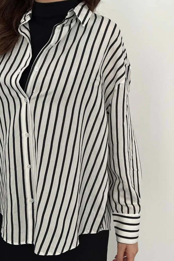 Chemise rayée noire en gros