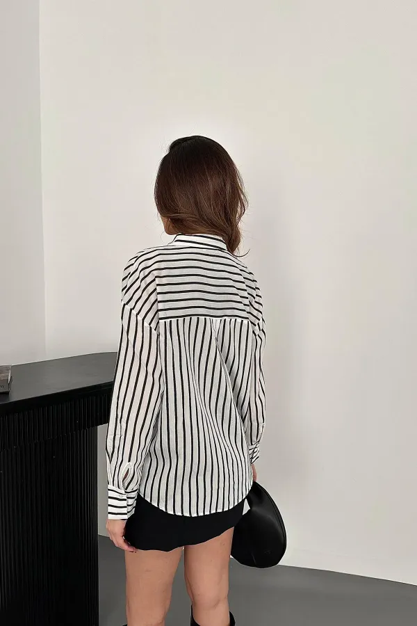 Chemise rayée noire en gros