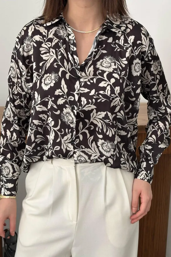 Toptan Siyah Desenli Gömlek