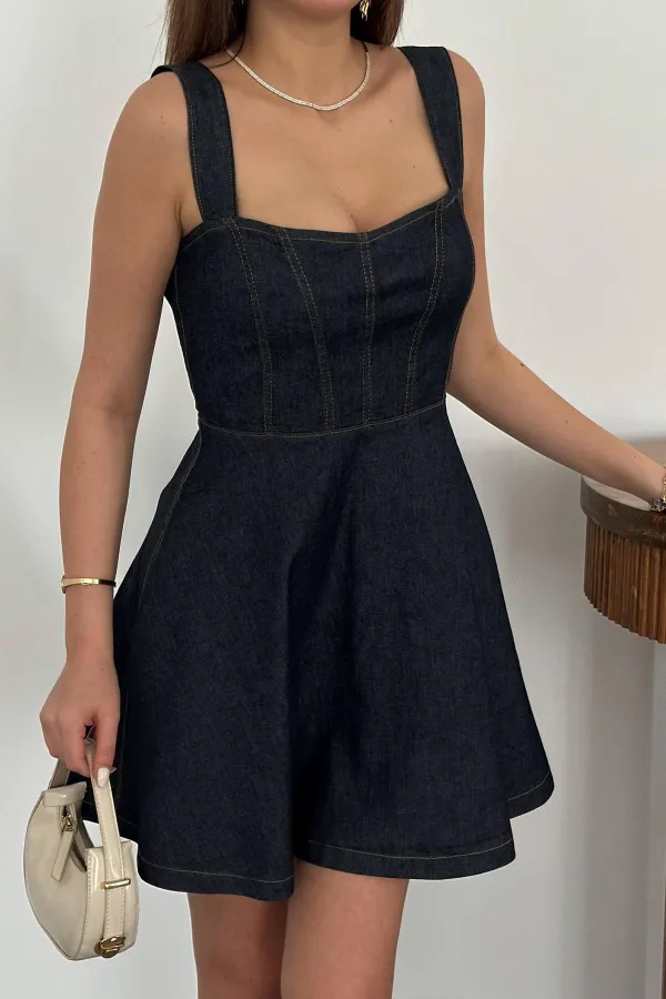 Robe courte bleue en lycra en gros