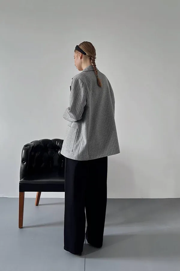 Veste oversize à rayures grises en gros