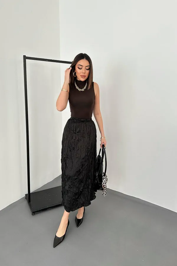 Toptan Siyah Kraşlı Etek