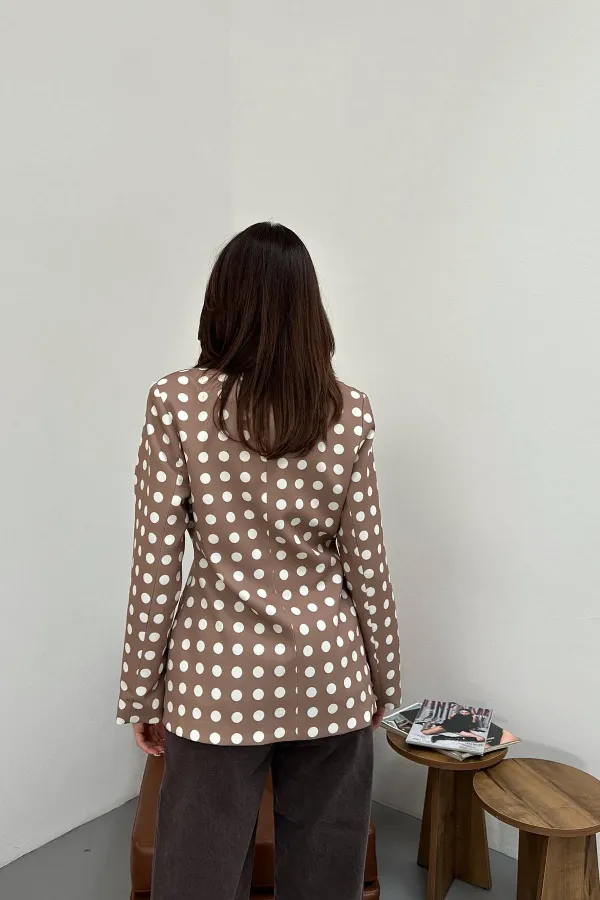 Veste blazer camel à pois en gros