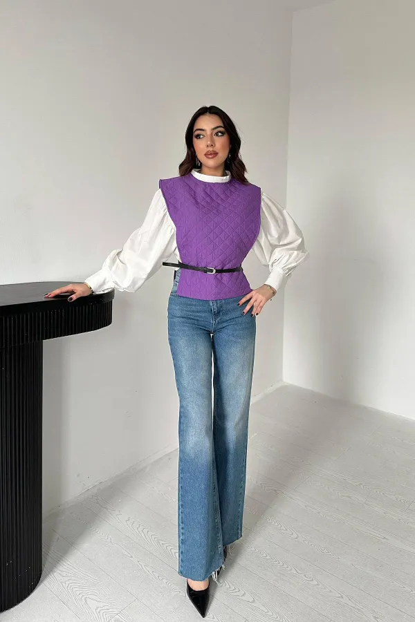 Toptan Mor Kemerli Gömlek Ve Panço Takım