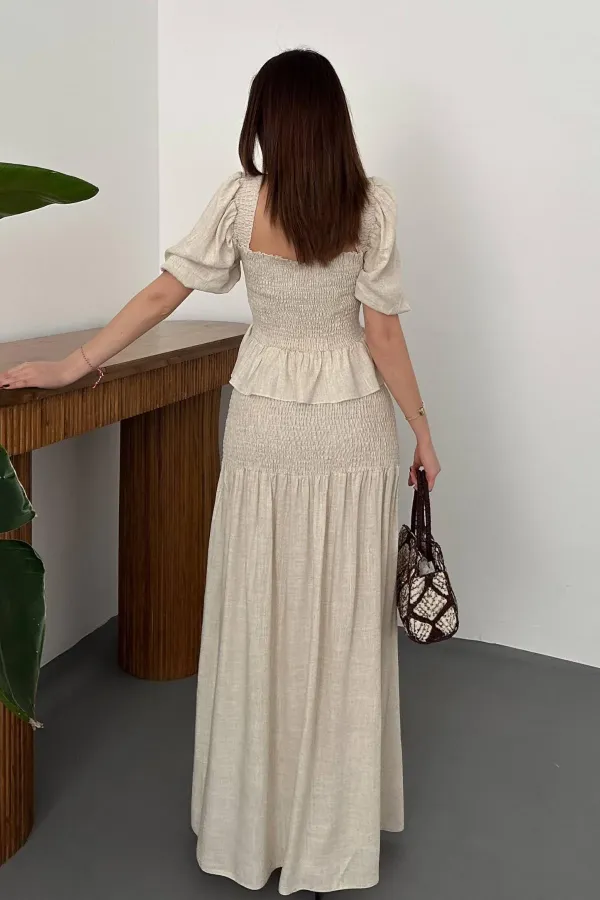 Toptan Bej Gipeli Keten Takım