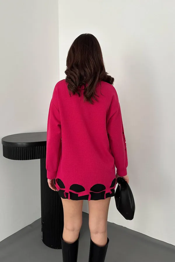 Chemisier fuchsia découpé au laser en gros