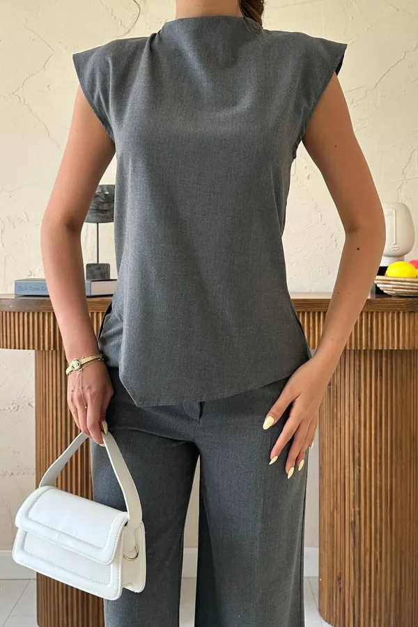 Ensemble de chemises à boutons de manchette gris Zero en gros