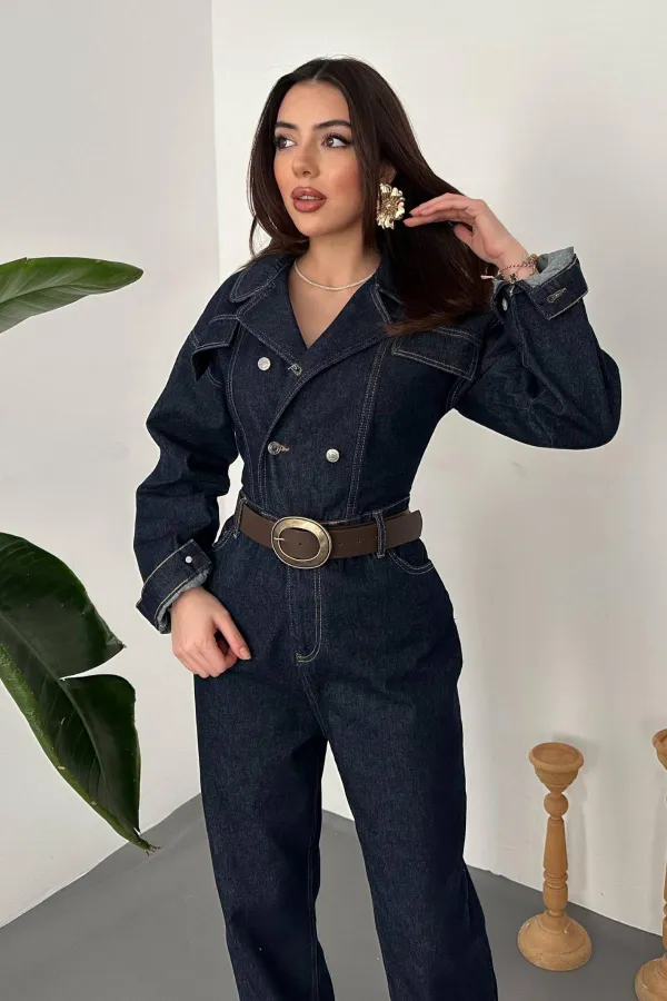 Wholesale Navy Blue Denim Overalls