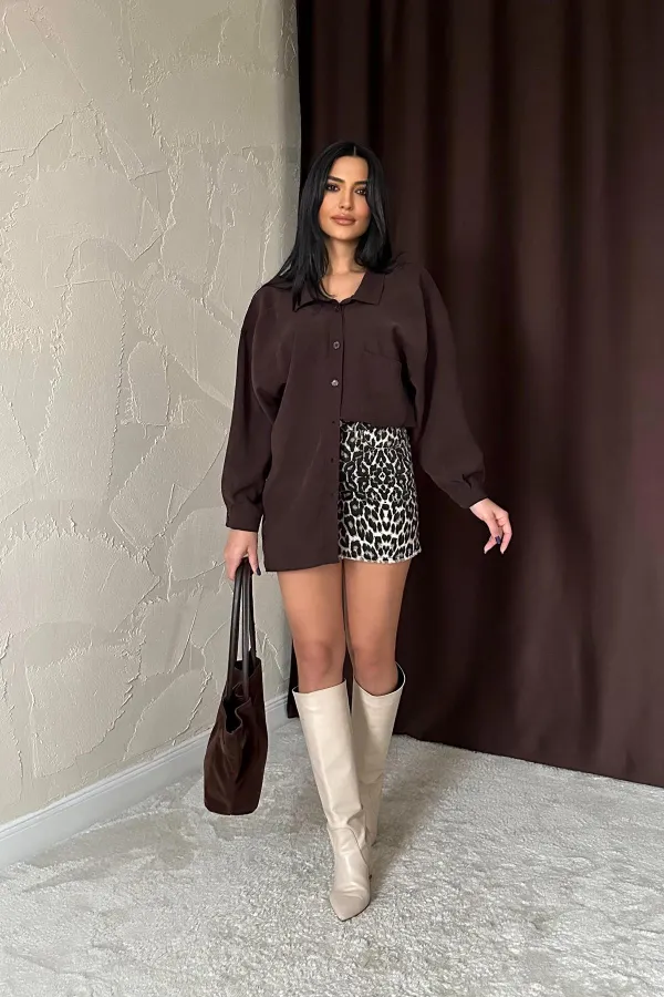 Chemise décontractée marron en gros