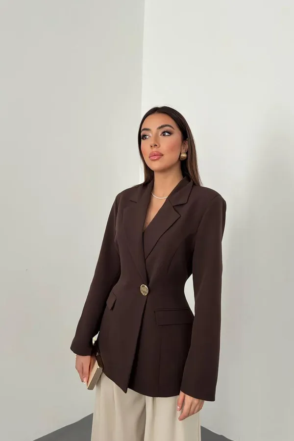 Veste blazer marron cintrée en gros