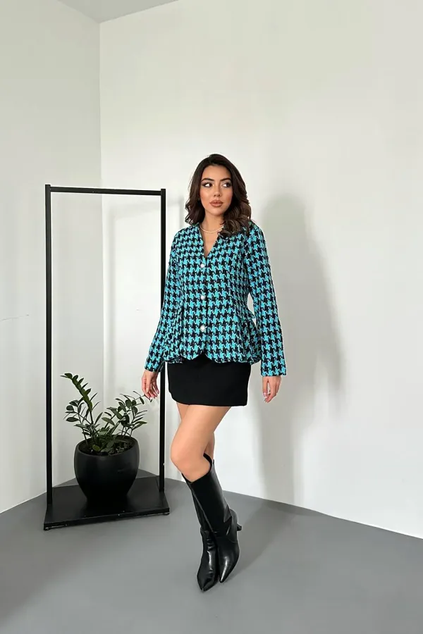 Veste bleue avec nœud dans le dos en gros