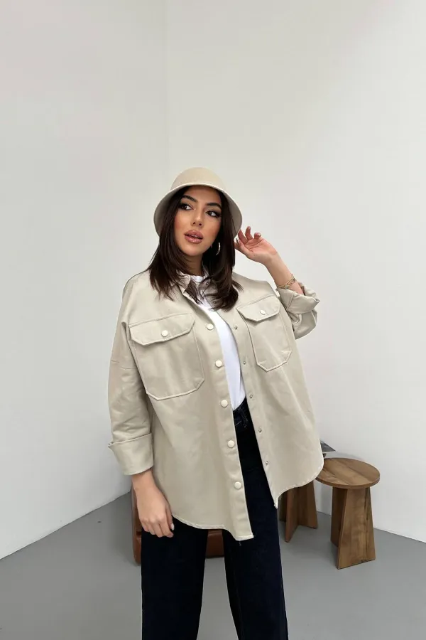 Chemises en gabardine beige en gros