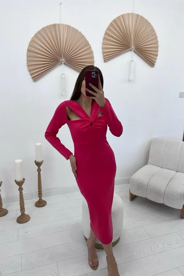 Robe plissée fuchsia en gros