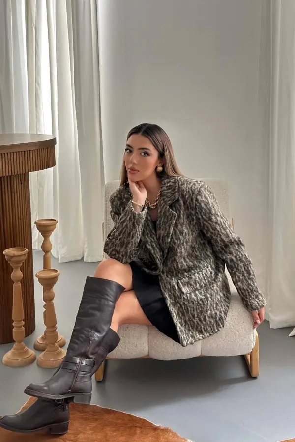 Veste en laine léopard en gros