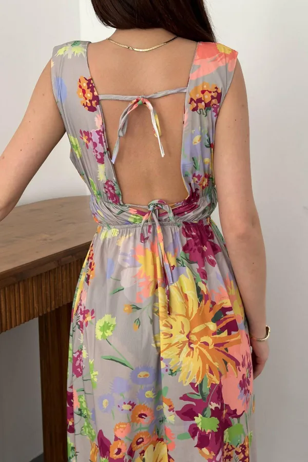 Robe d'été bleue à motif floral en gros