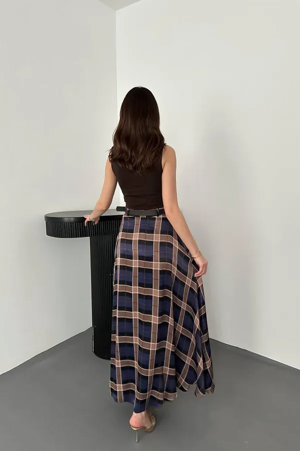 Jupe à carreaux bleu marine en gros