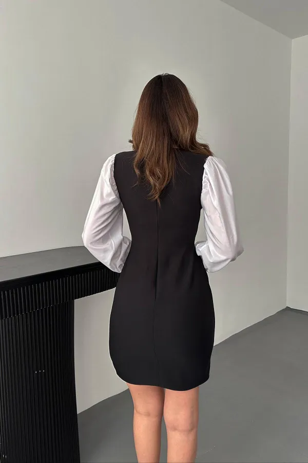 Robe à manches Atlas en dacron noir en gros