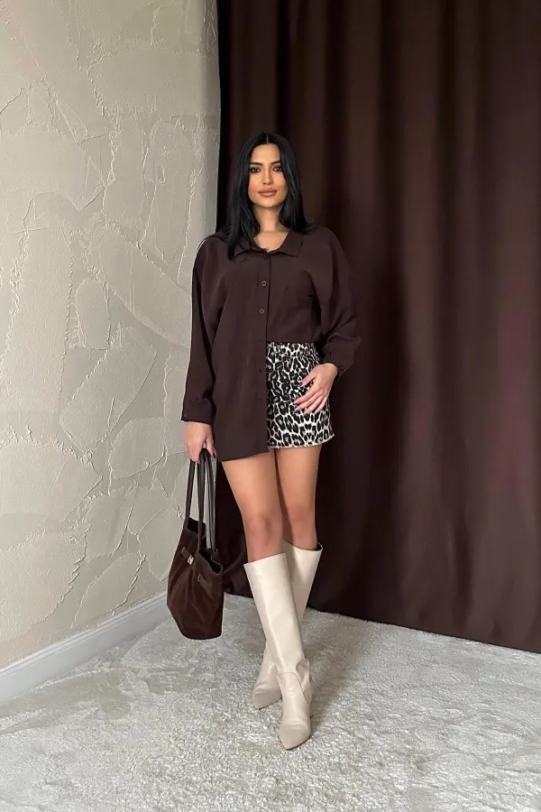 Chemise décontractée marron en gros