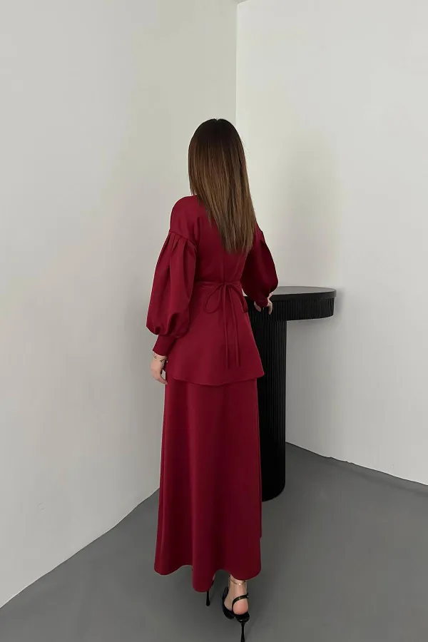 Costume détaillé bordeaux rose en gros